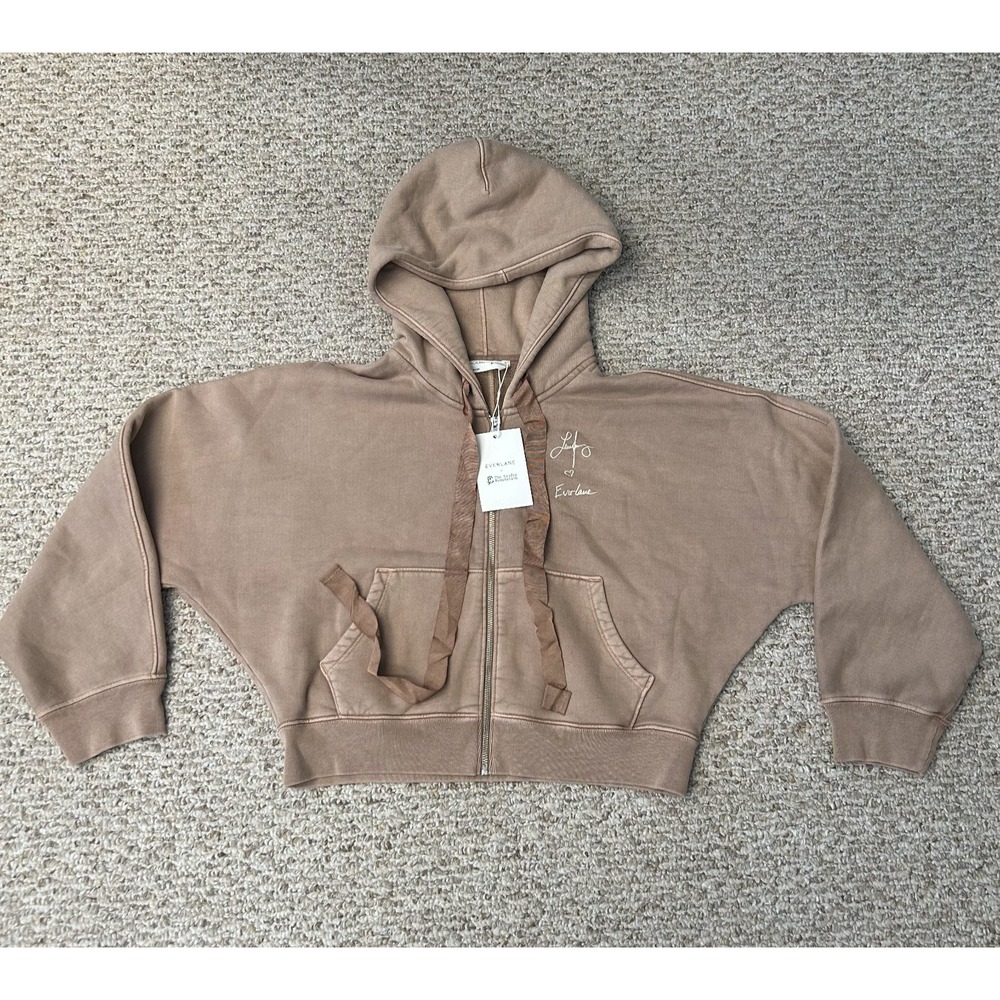 Everlane TheLaufey Foundation Oversized Cropped Hoodie Women M Zip